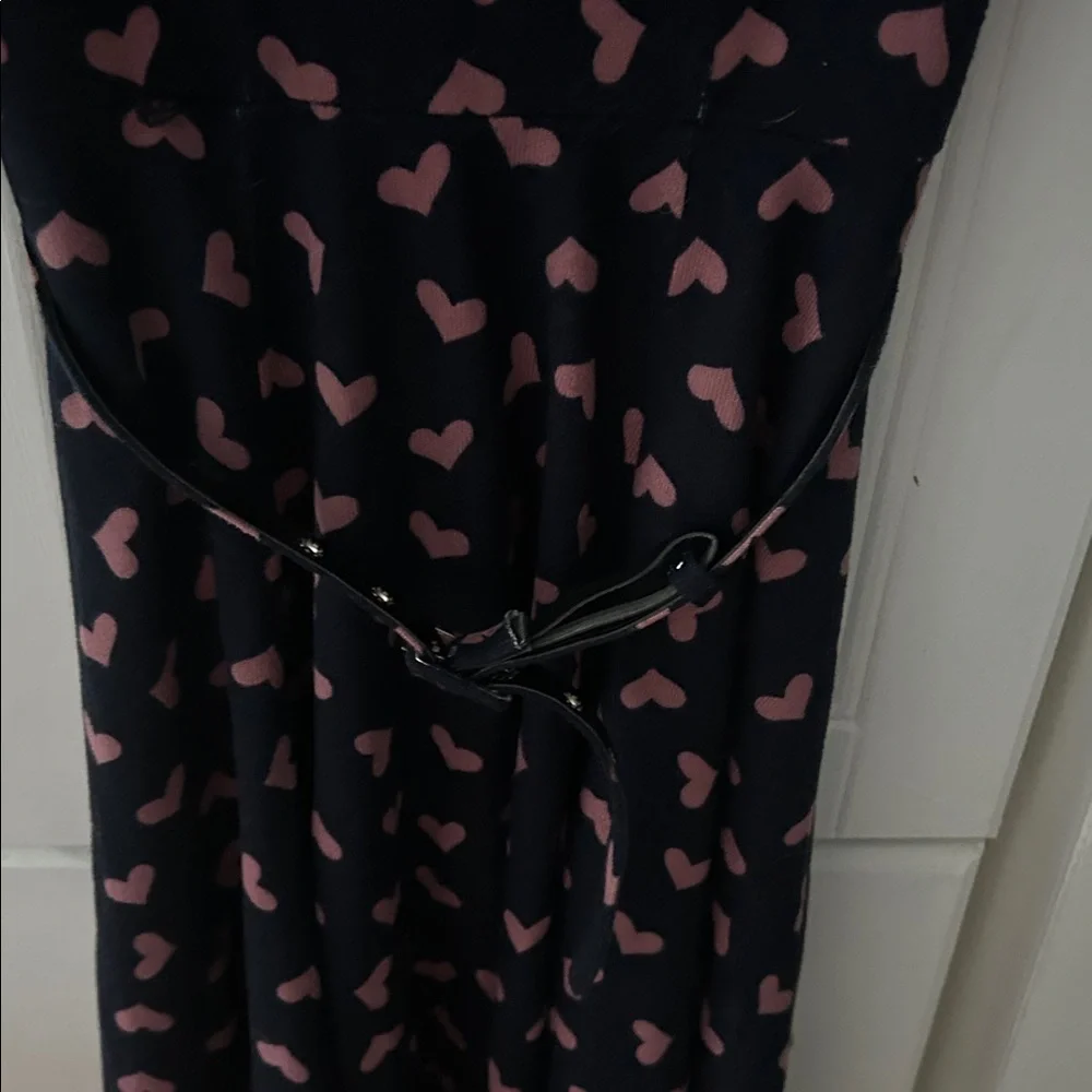 NWOT Unique Vintage Brand Black Dress w/ Pink Hearts & matching belt/EUC/Zipper - Picture 4 of 6